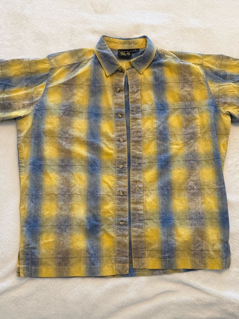 Mountain Hardwear Yellow and Blue Plaid Button-Up Shirt